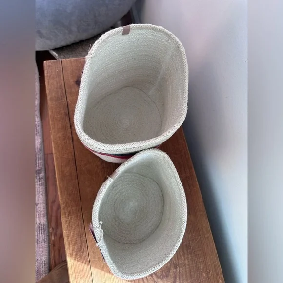 NWT Boho Colorful small Woven Baskets - Set of 2 - Picture 7 of 7